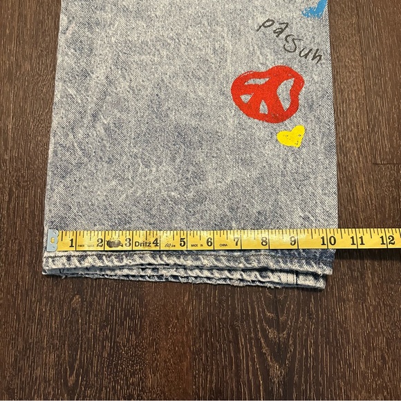 PacSun Womens Baggy Blue Jeans Painted Wide Leg Medium Wash Size 26 - Picture 13 of 16